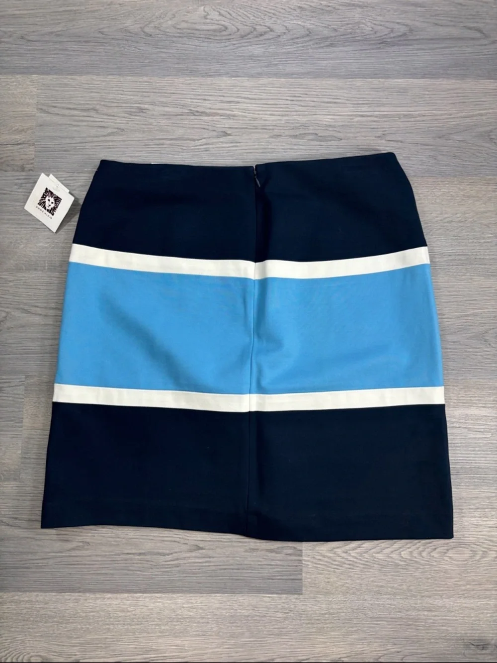 Anne Klein‎ Colorblock Blue Lined Skirt - 14 NWT